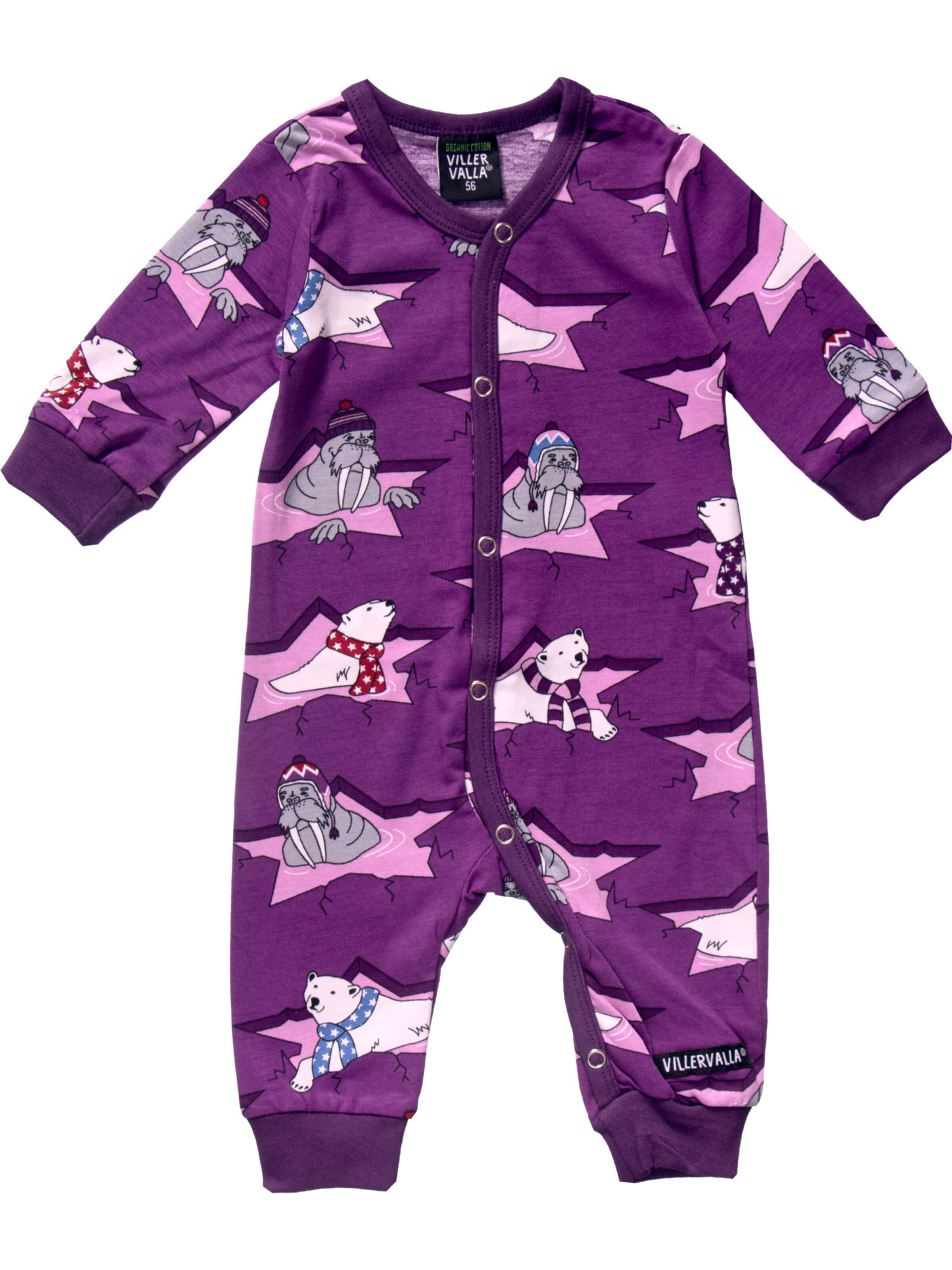 Villervalla Strampler 'Ice Star' in Lila: Vorderseite