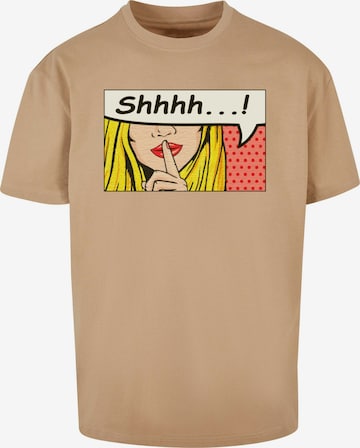 Merchcode T-Shirt 'Silent Sign Comic' in Beige: Vorderseite