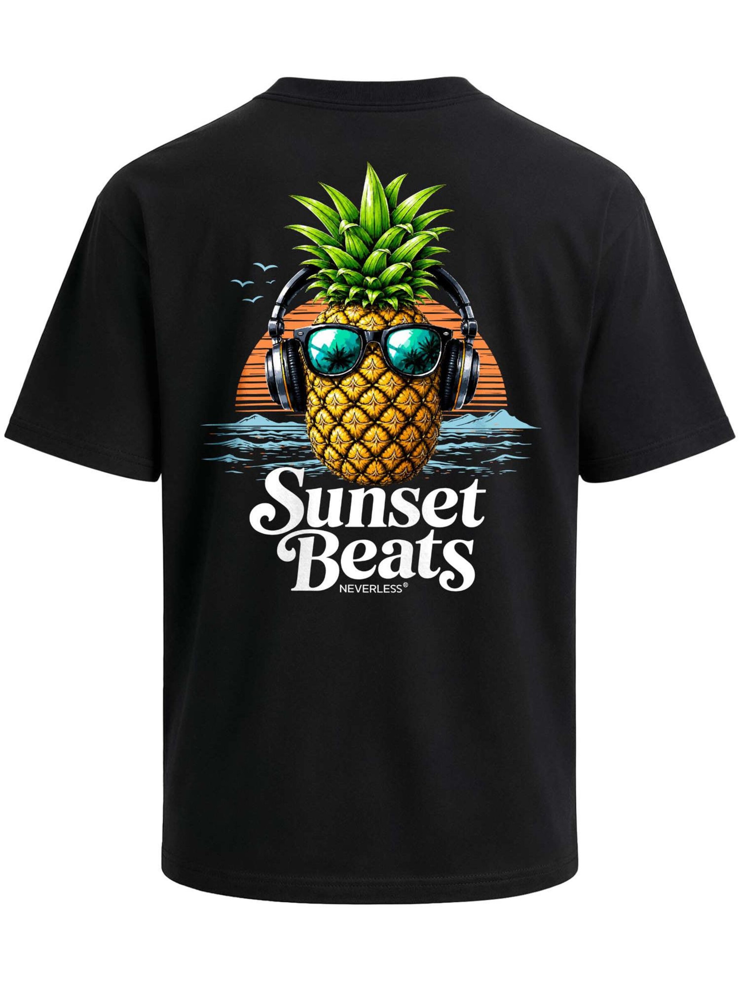 Neverless Shirt 'Sunset Beats' in Black: front