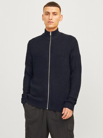 JACK & JONES Knit cardigan 'JJELewis' in Blue: front