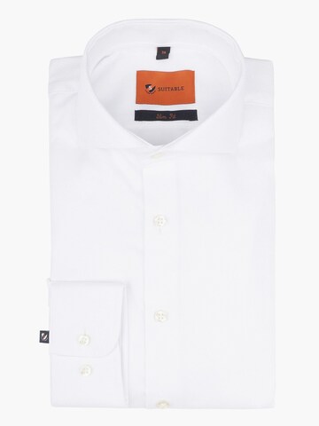 Suitable Slim fit Button Up Shirt in White: front