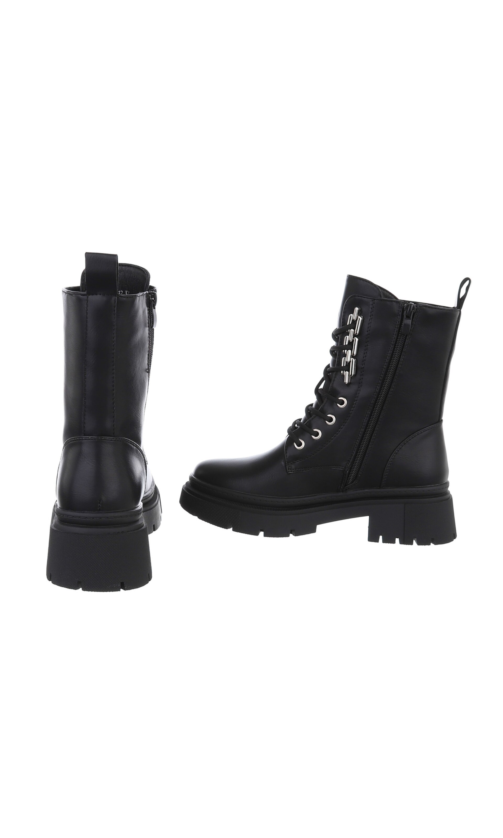 Ital-Design Schnürstiefelette in Schwarz