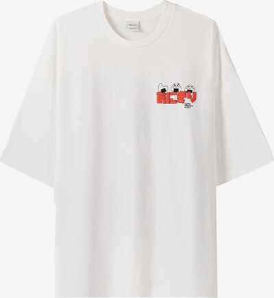 Bershka T-Shirt en bleu clair / marron / rouge / blanc, Vue avec produit