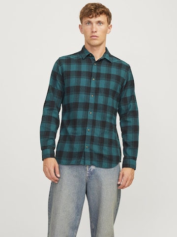 JACK & JONES Slim fit Overhemd 'JJJoshua' in Groen: voorkant