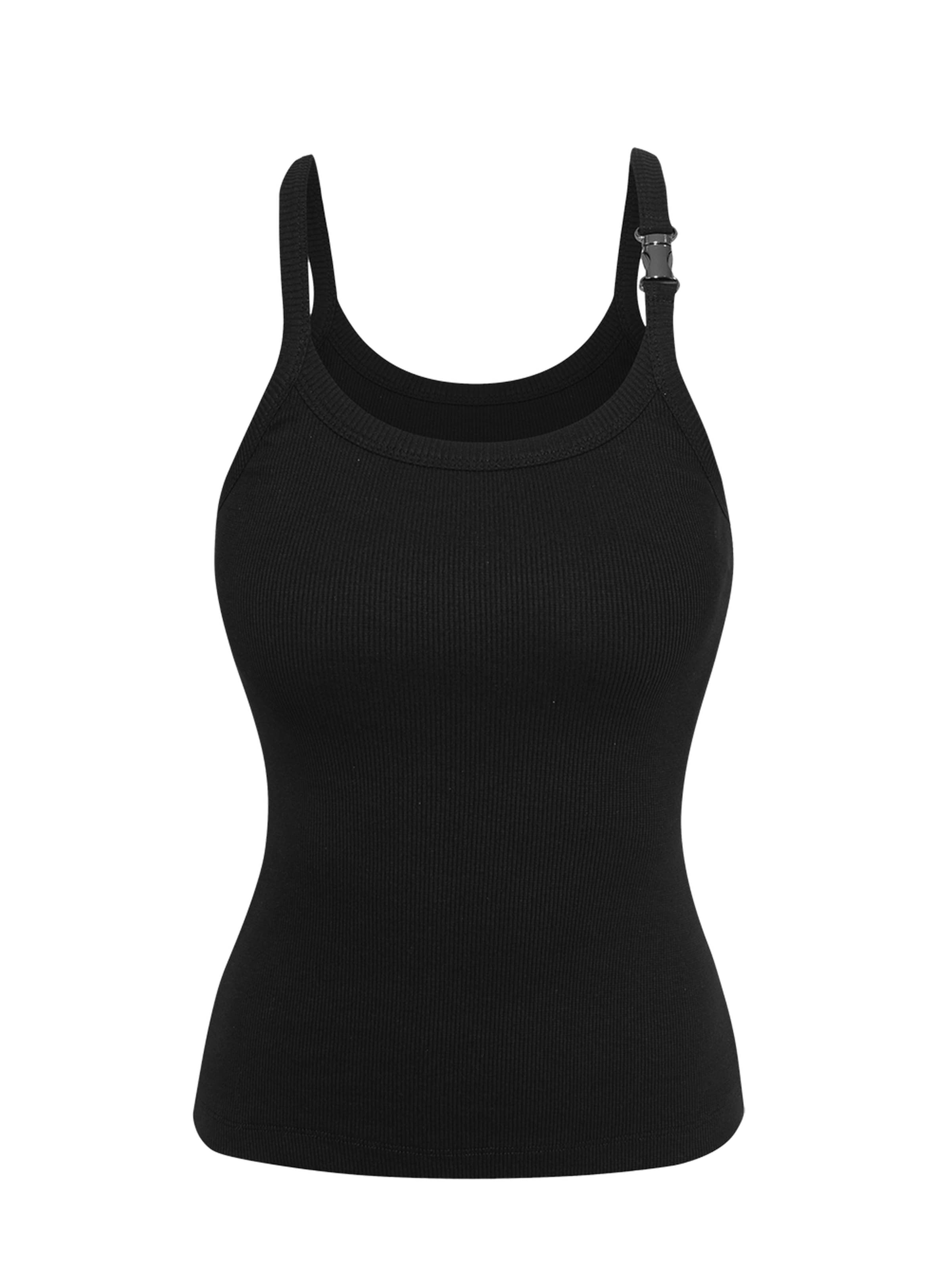 JIORO Top 'ESSENTIALS' in Zwart: voorkant