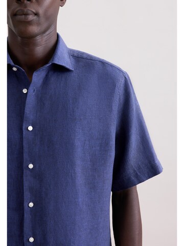 SEIDENSTICKER Regular fit Zakelijk overhemd 'Smart Linen' in Blauw