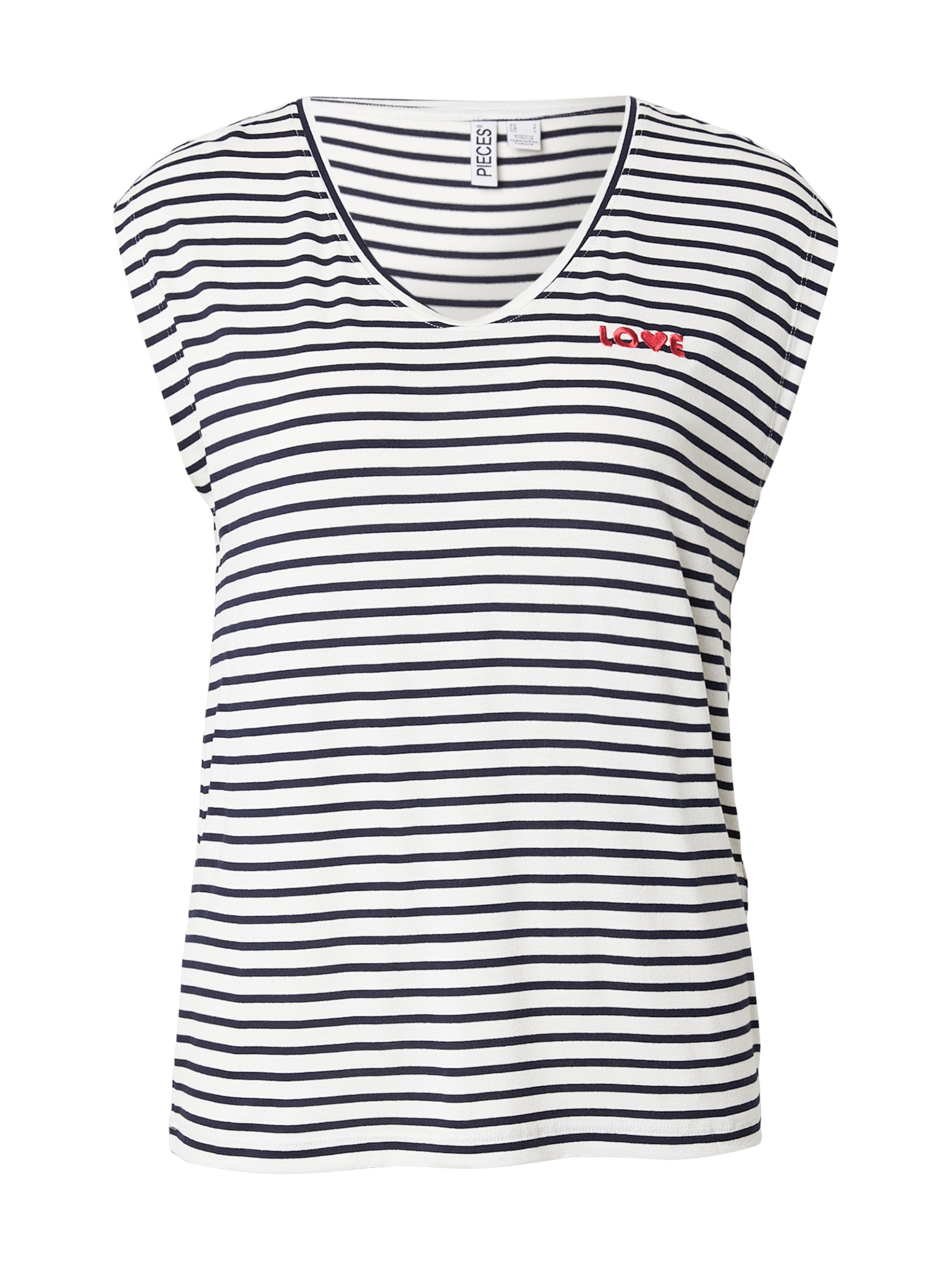 PIECES Top 'PCBILLO' in dunkelblau / rot / weiß, Produktansicht