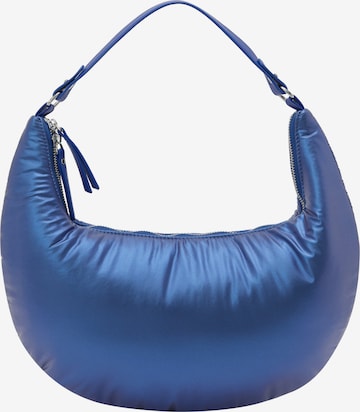 Borsa a spalla di faina in blu: frontale