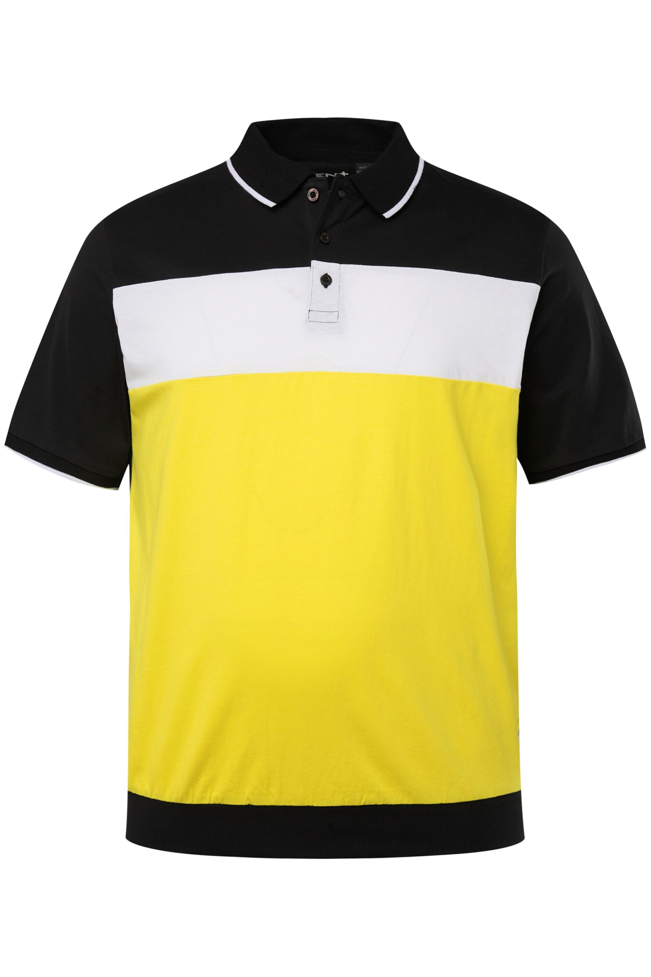 Men Plus Poloshirt in Schwarz: Vorderseite