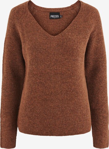 PIECES Sweater 'Ellen' in Brown: front