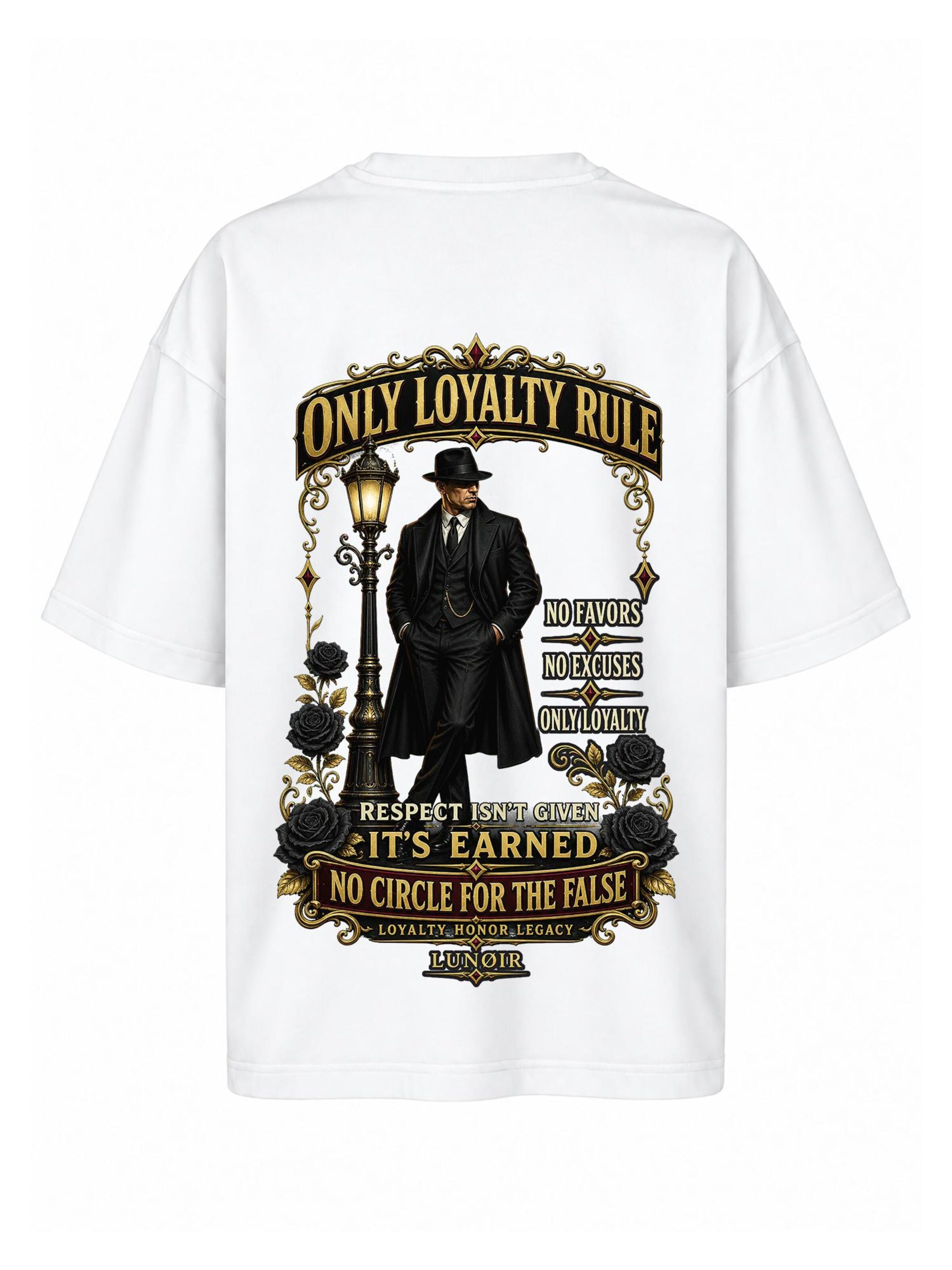 LUNØIR Studio Shirt 'Only Loyalty Rule' in Wit: voorkant
