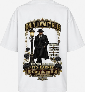 LUNØIR Studio Shirt 'Only Loyalty Rule' in White: front
