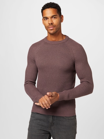 Pull-over 'Fisherman' BURTON MENSWEAR LONDON en gris : devant