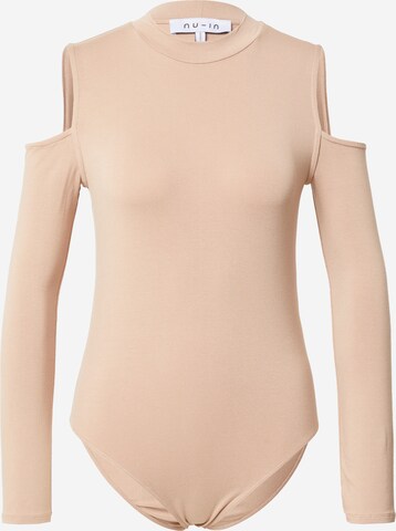 NU-IN Shirt Bodysuit in Beige: front