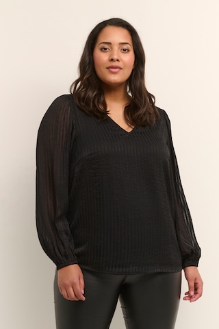 KAFFE CURVE Blouse 'Lery' in Zwart: voorkant