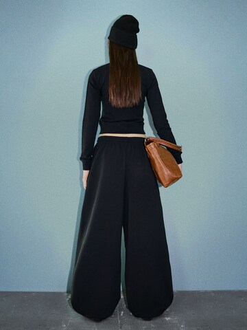 Wide Leg Pantalon Bershka en noir