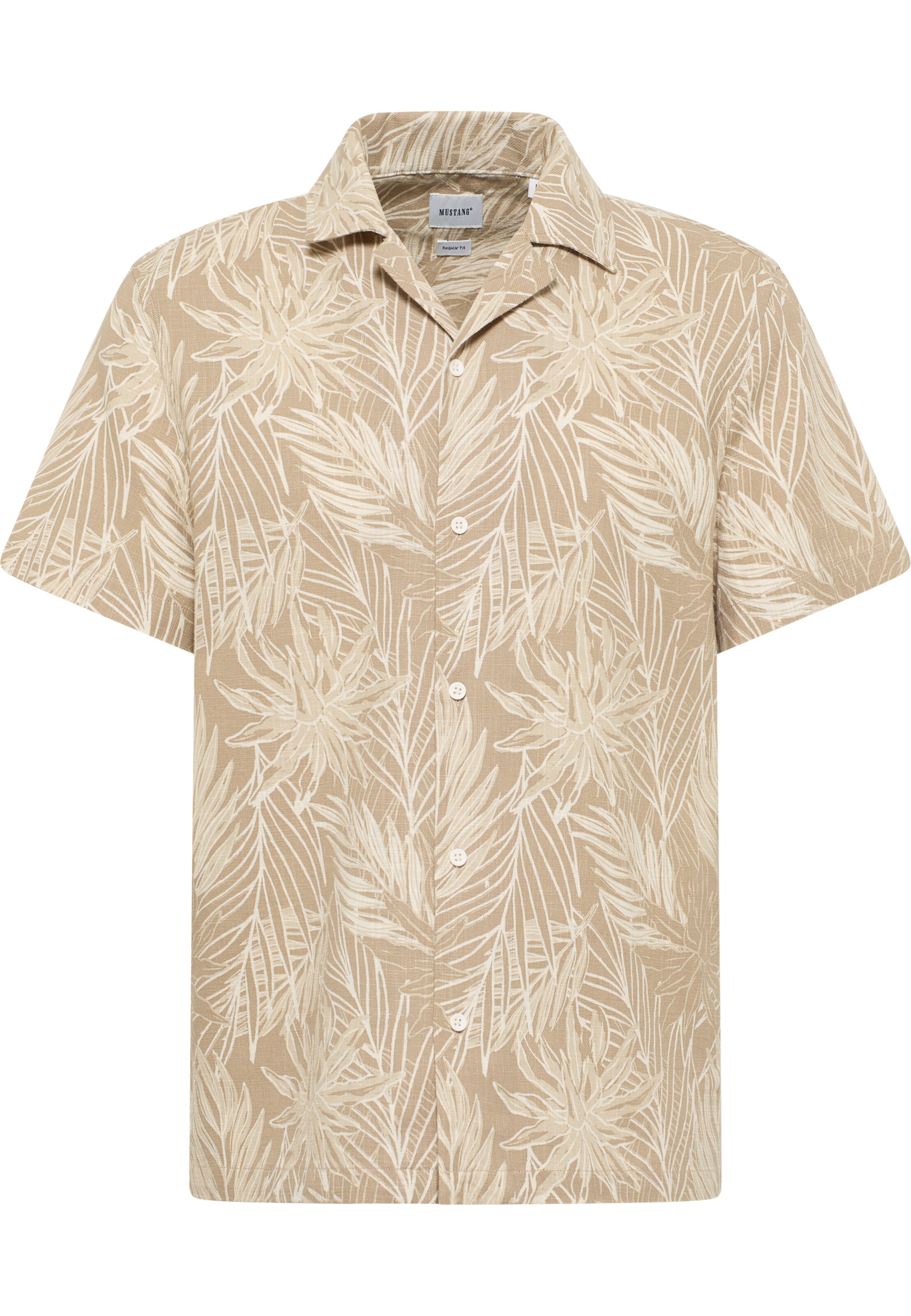 MUSTANG Regular fit Button Up Shirt in Beige: front