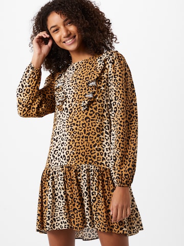 Miss Selfridge Jurk 'FRIL' in Bruin: voorkant