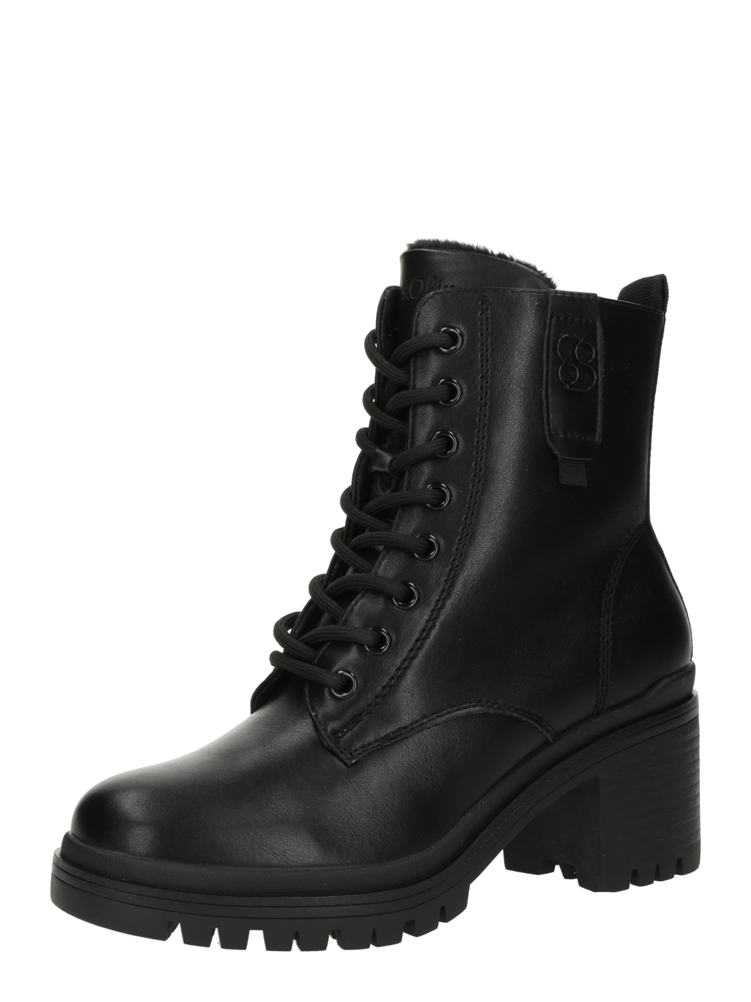 s.Oliver Lace-Up Ankle Boots in Black: front