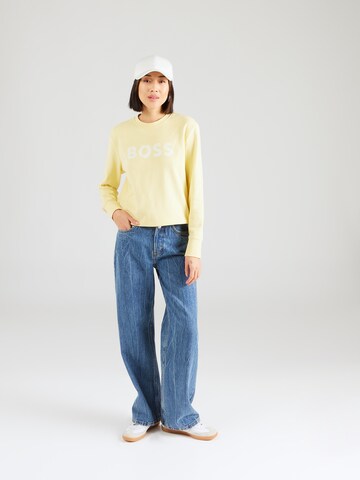 BOSS - Sweatshirt 'Ela 6' em amarelo