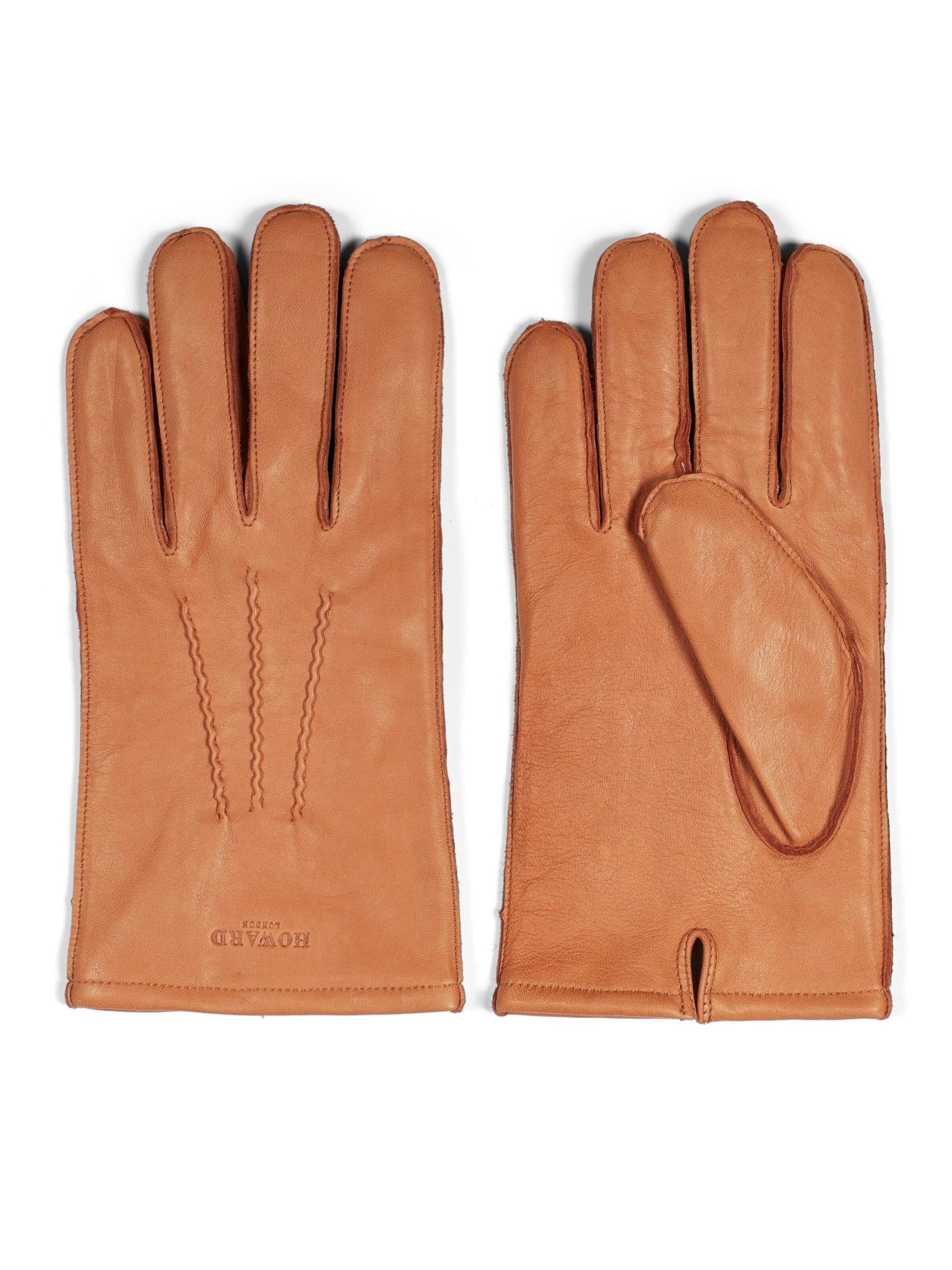 Howard London - Guantes con dedos 'Leather Gloves William Tan' en beige: frente