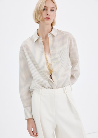 MANGO Wide leg Pleat-Front Pants in White