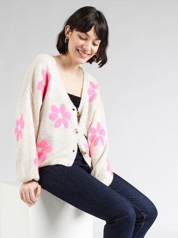 Geacă tricotată 'Fl44ower' de la Hailys pe bej: față