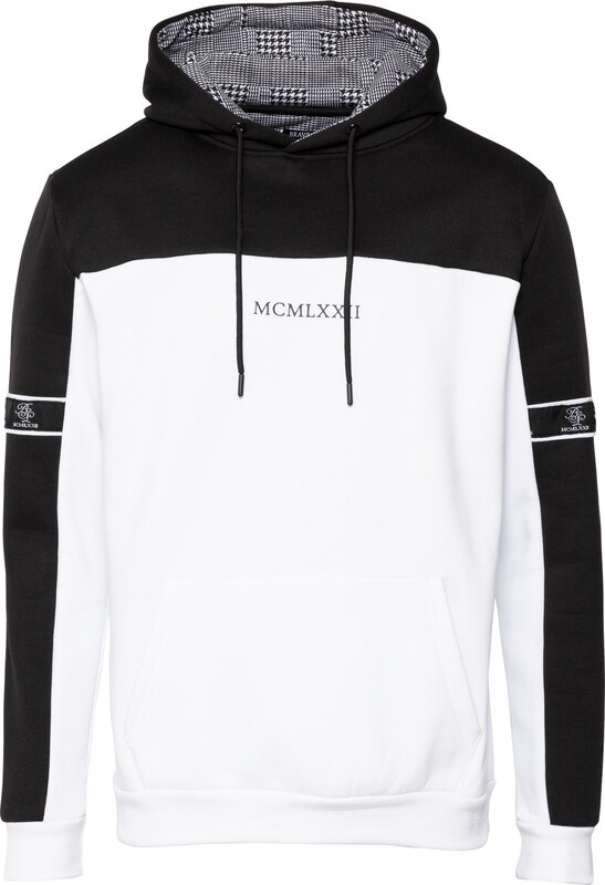 BRAVE SOUL Sweatshirt 'FULHAMC' in Schwarz Weiß BRAVE SOUL Sweatshirt 'FULHAMC' in Schwarz Weiß