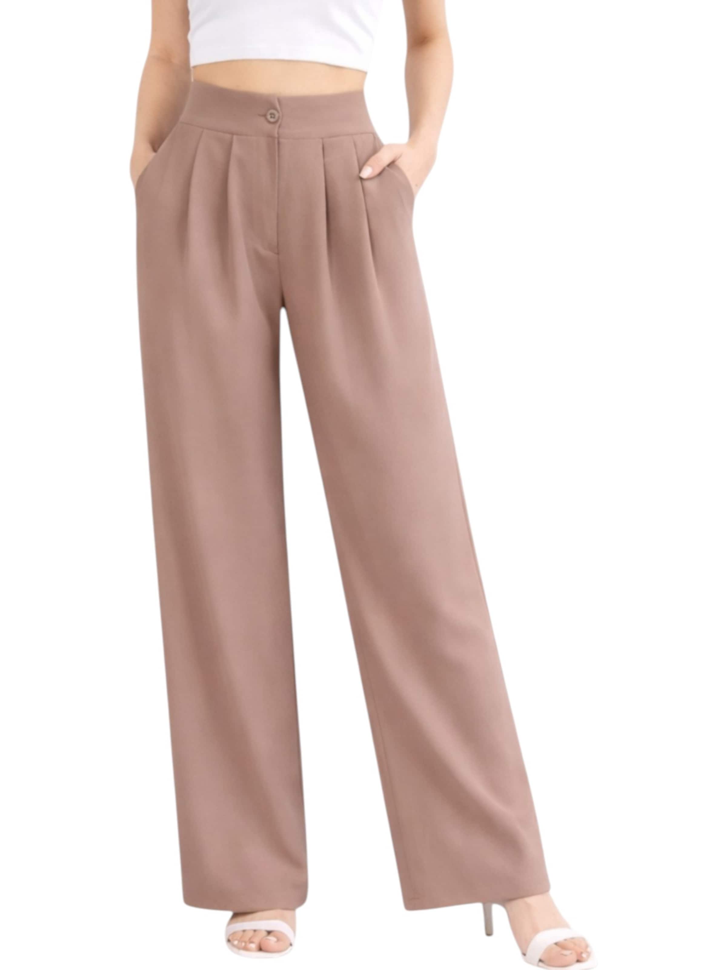 fashionshowcase Wide Leg Bukser med lægfolder 'ALYA' i beige