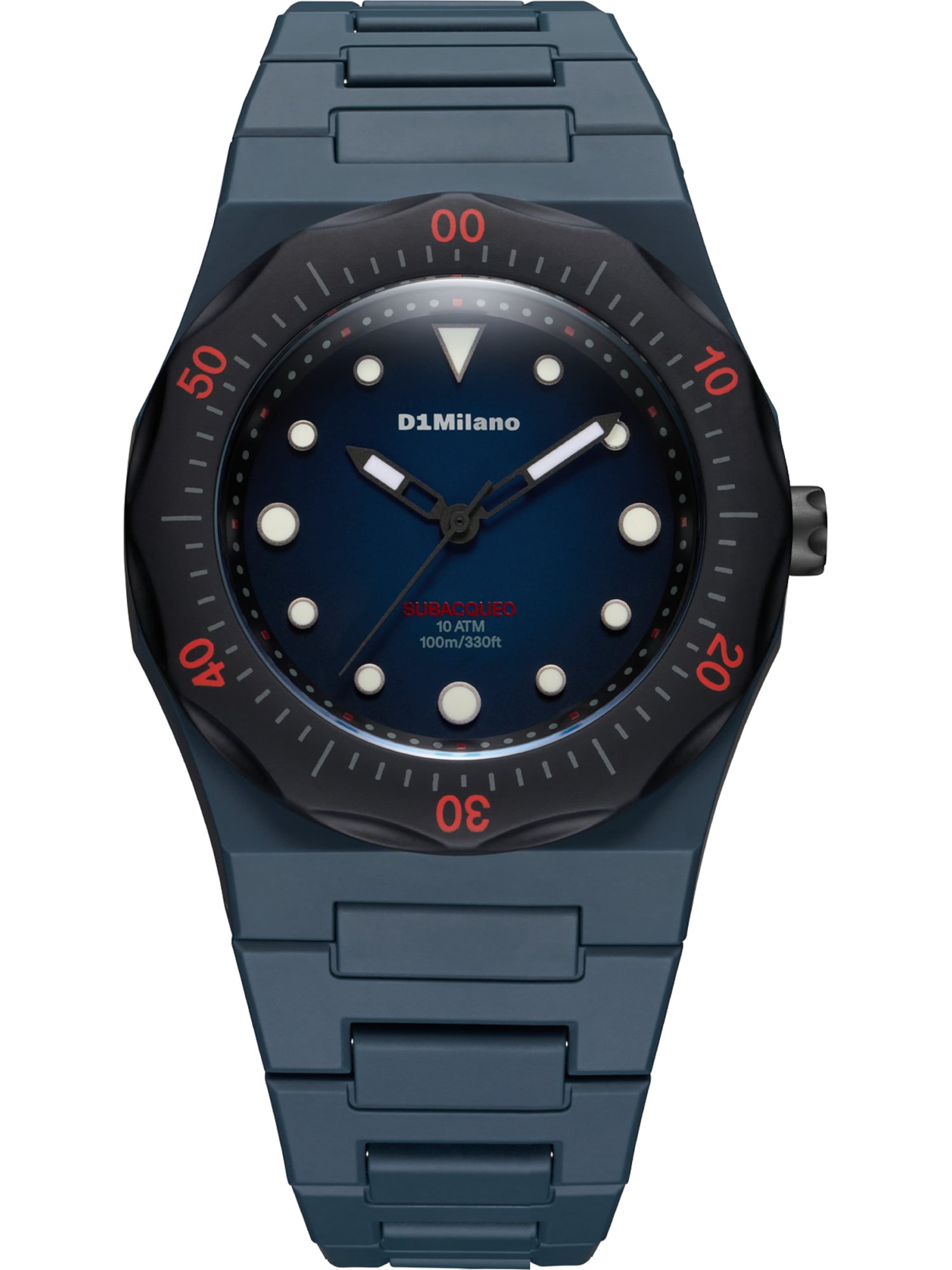 D1 Milano Analoguhr in Blau: Vorderseite