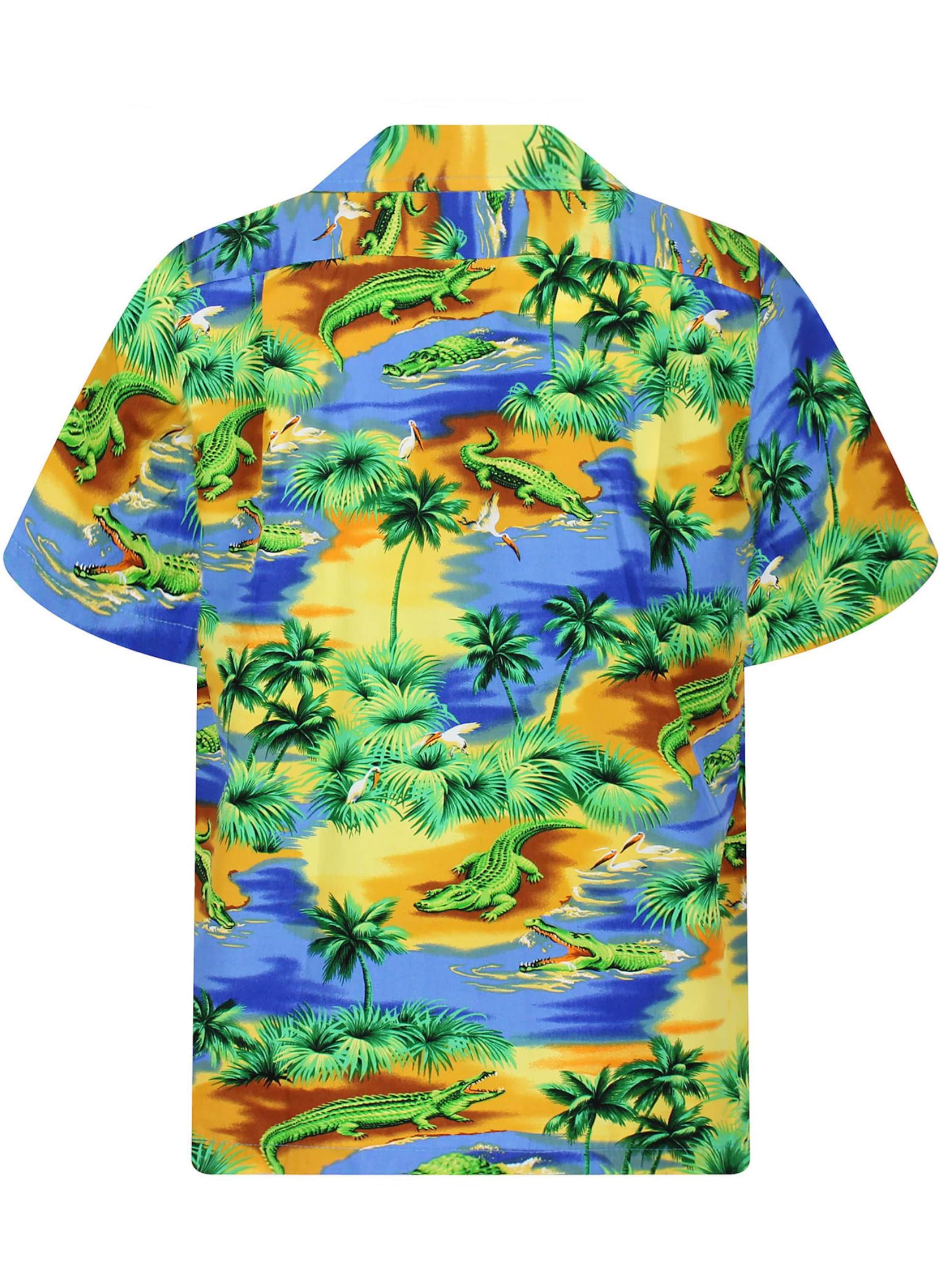 Pacific Legend Regular fit Button Up Shirt 'Krokodile' in Blue