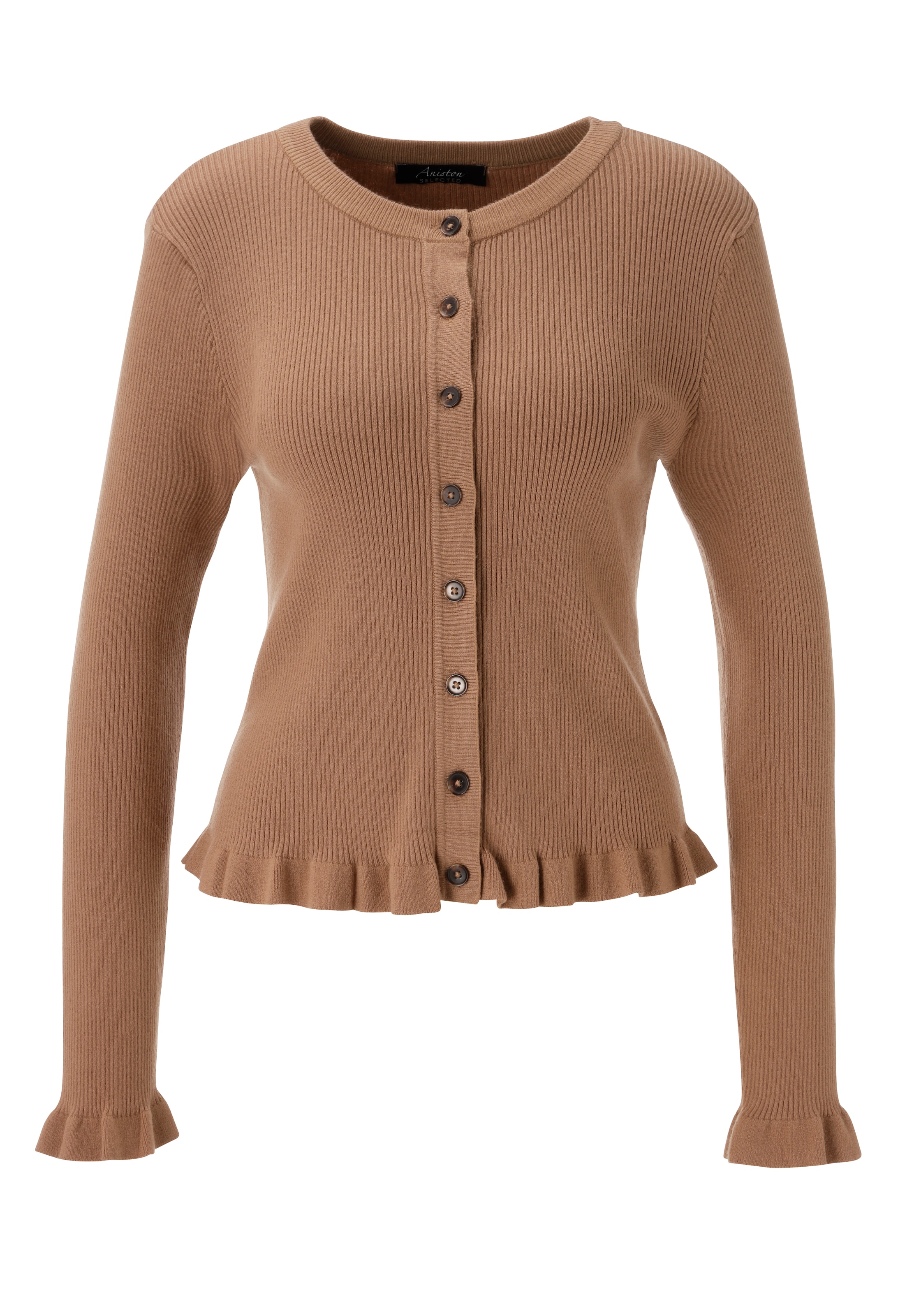 Aniston SELECTED Strickjacke in Braun: Vorderseite