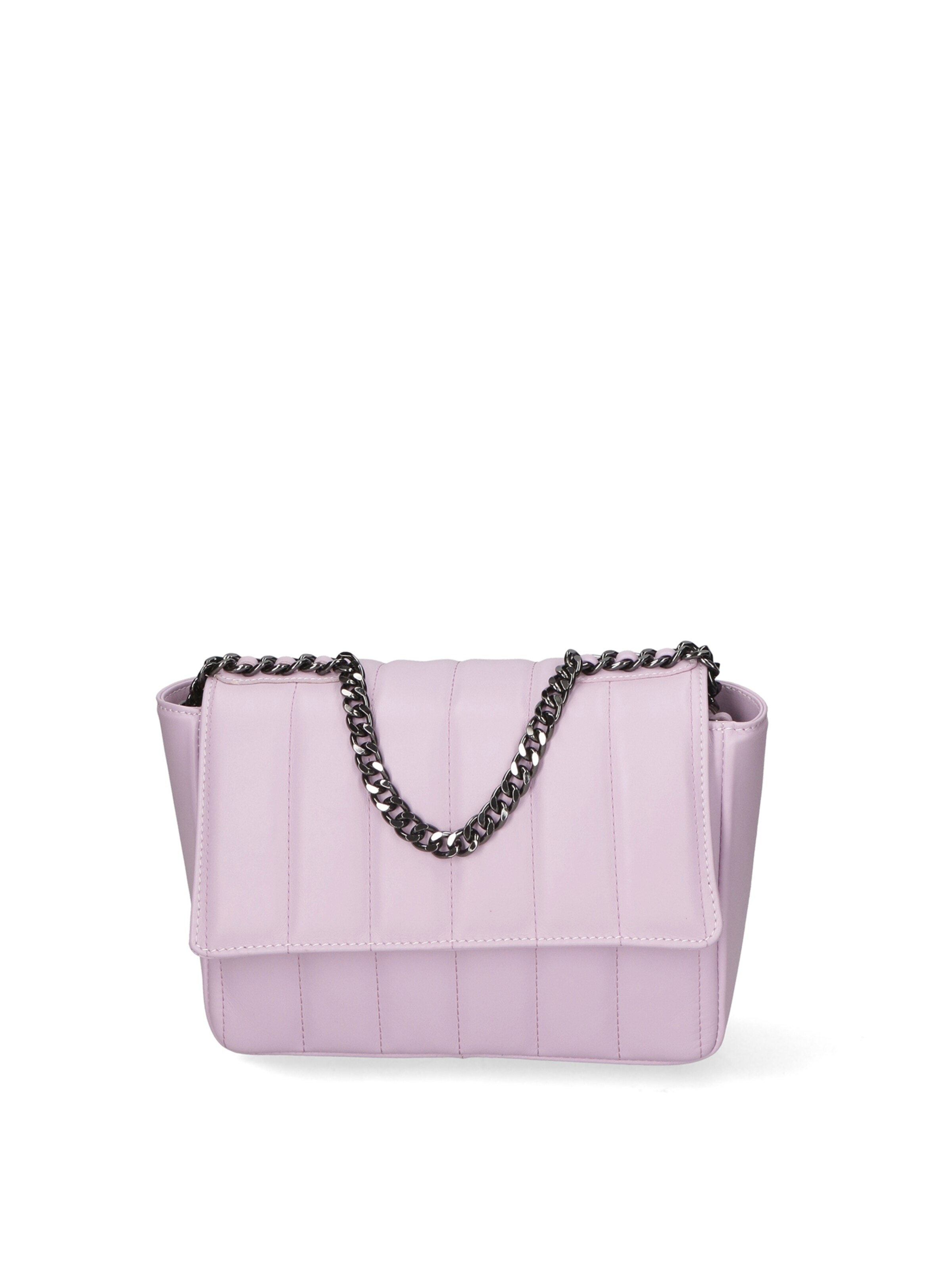 Borsa a spalla 'Borsa a Spalla in Vera Pelle con Catena e Bottone Magnetico' di Virginia Rhinè in lilla: frontale
