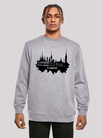 F4NT4STIC Sweatshirt 'Cities Collection - Hamburg skyline' in Grijs: voorkant