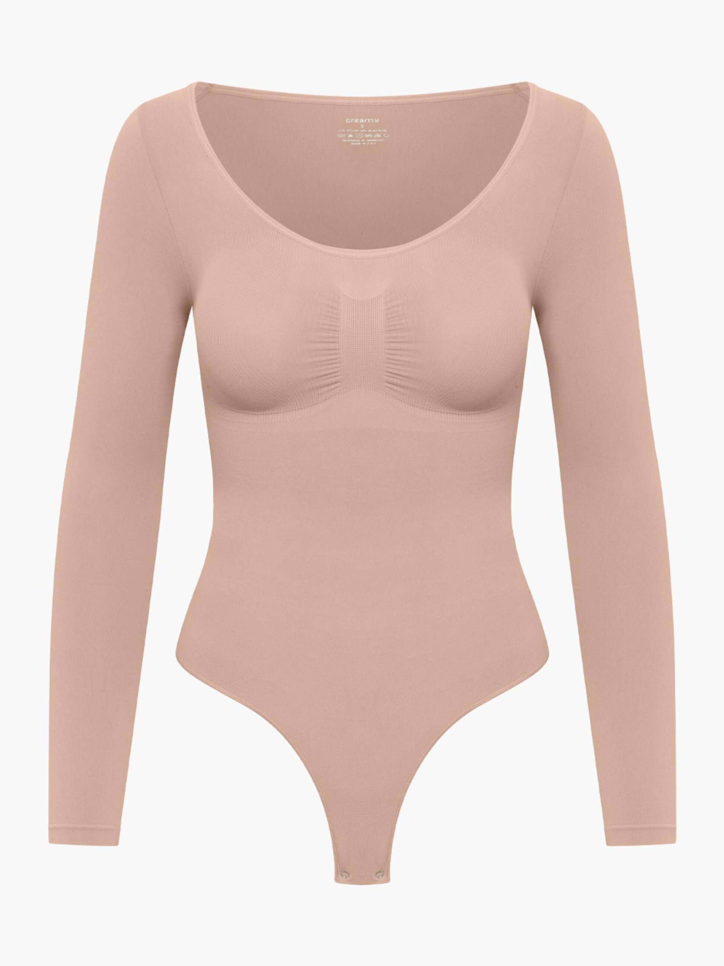 cfab (formerly creamy fabrics) Shapingbody 'Bodysuit Sculpting Shapewear Longsleeve mit String' i beige: framsida
