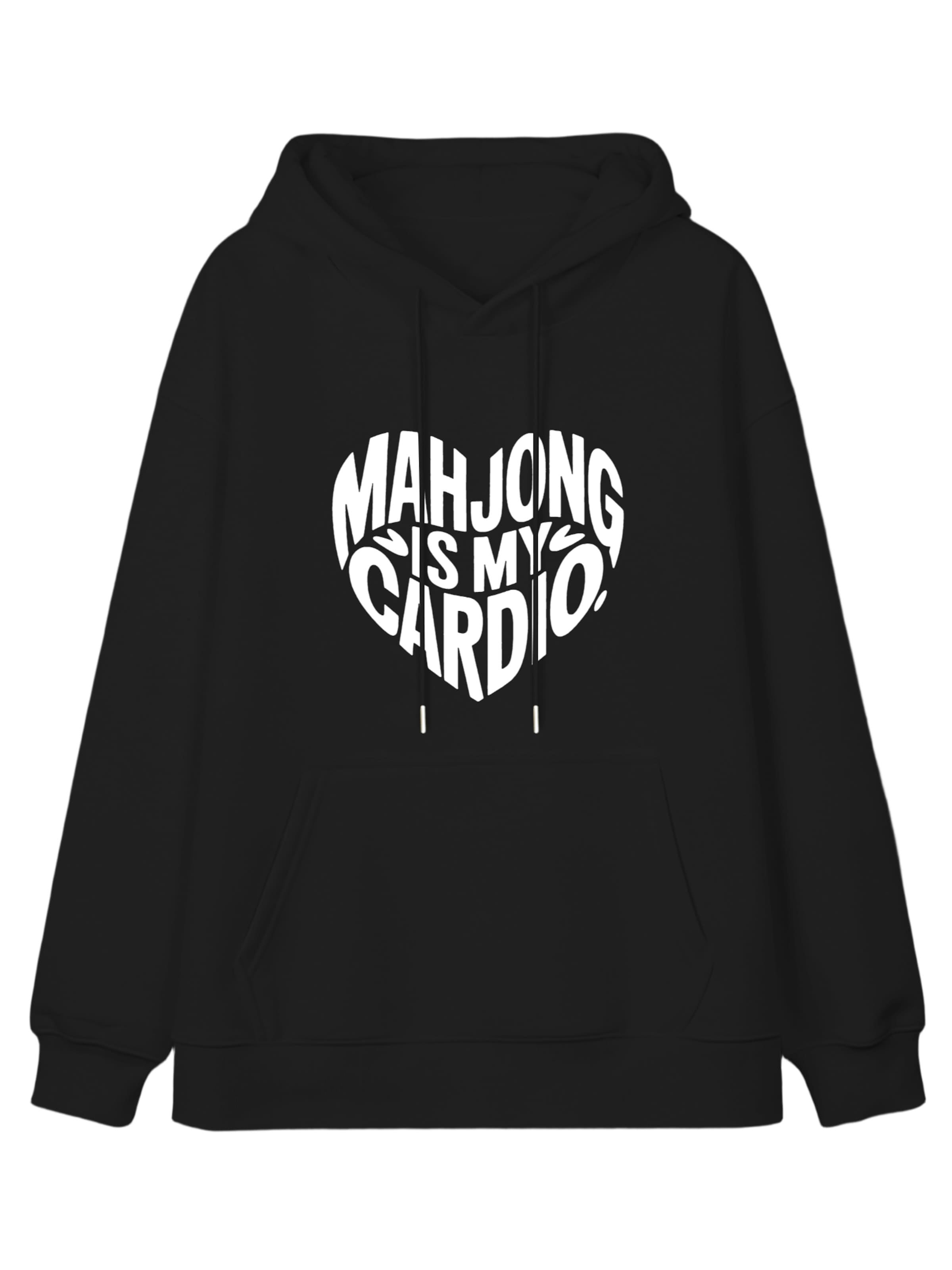 GORHEY Sweatshirt 'Oversized Women's Winter Fleece Hoodie with Large Pockets and Heart Graphic Print' in Black