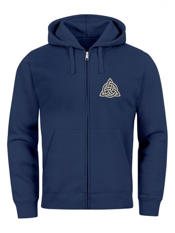 Neverless Zip-Up Hoodie 'Valhalla' in Blue: front
