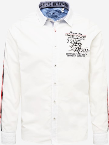 CAMP DAVID Button Up Shirt in White: front