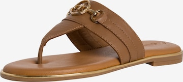 Tamaris T-Bar Sandals in Brown: front