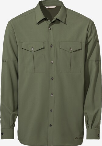 VAUDE Athletic Button Up Shirt 'Rosemoor' in Green: front