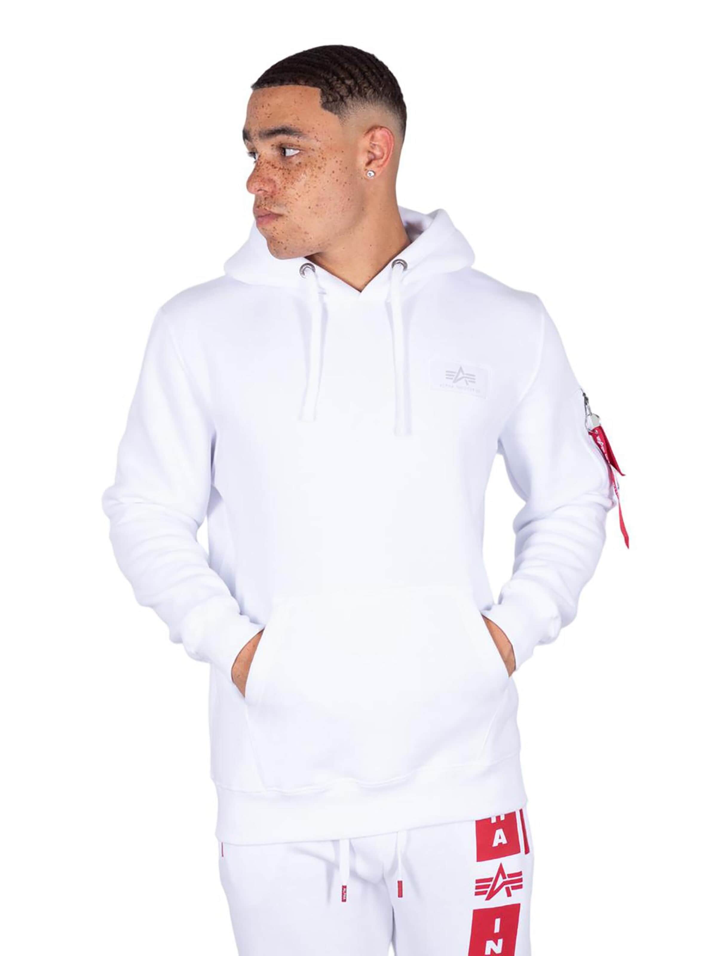 Bluză de molton 'Backprint' de la ALPHA INDUSTRIES pe alb