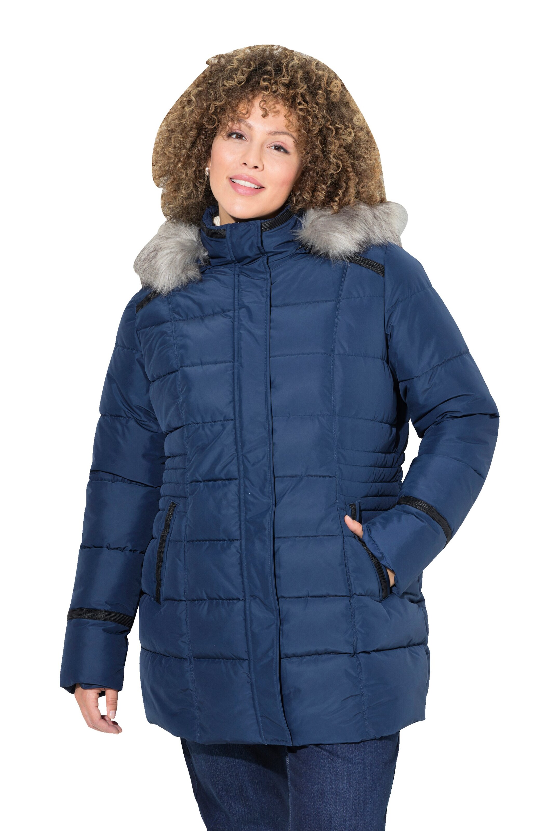 Ulla Popken Winterjas in Blauw: voorkant