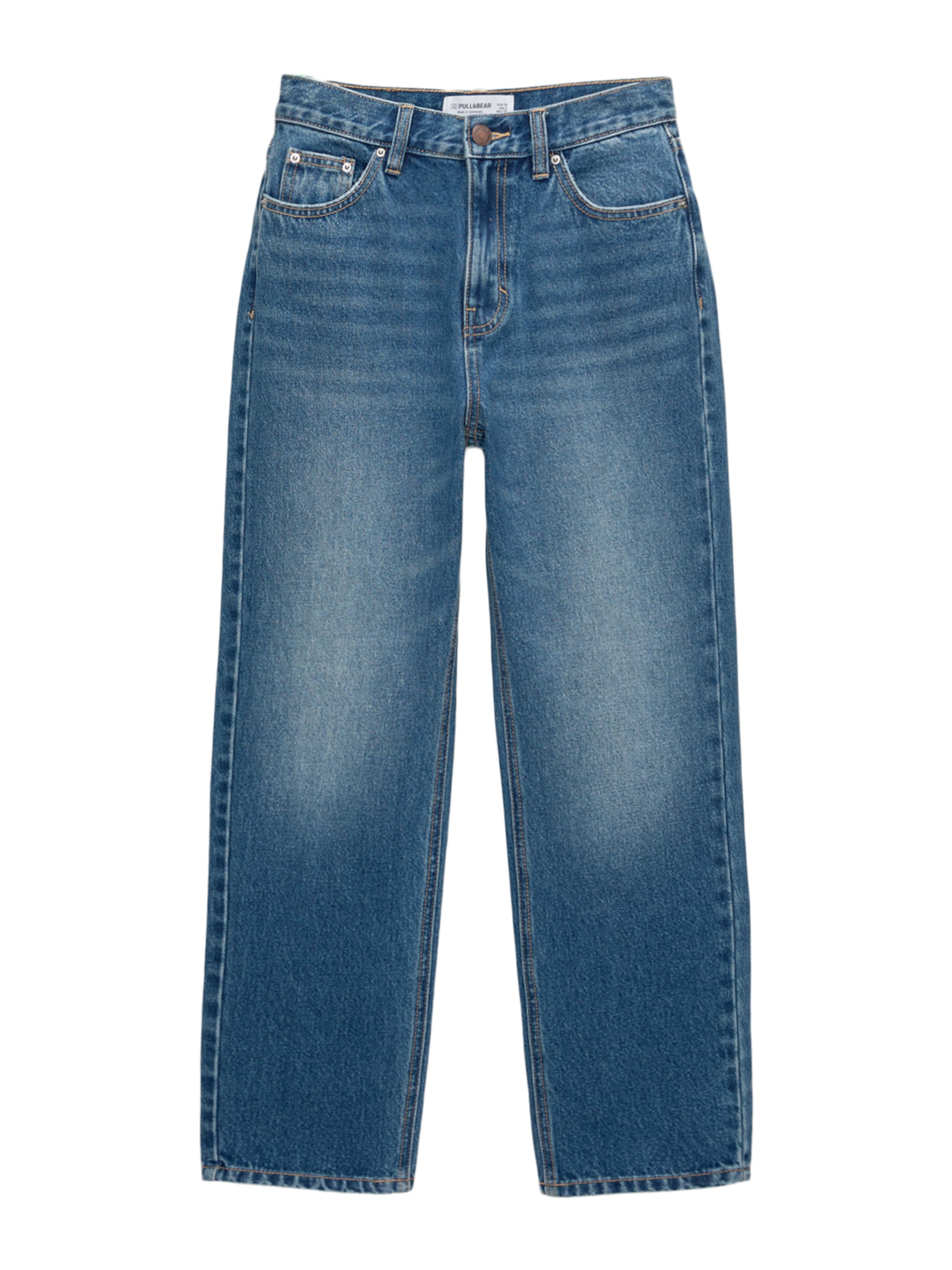 Largi Jeans de la Pull&Bear pe albastru: față