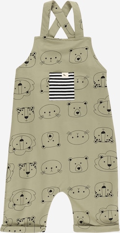 Turtledove London Regular Dungarees 'Cub Faces' in Green: front