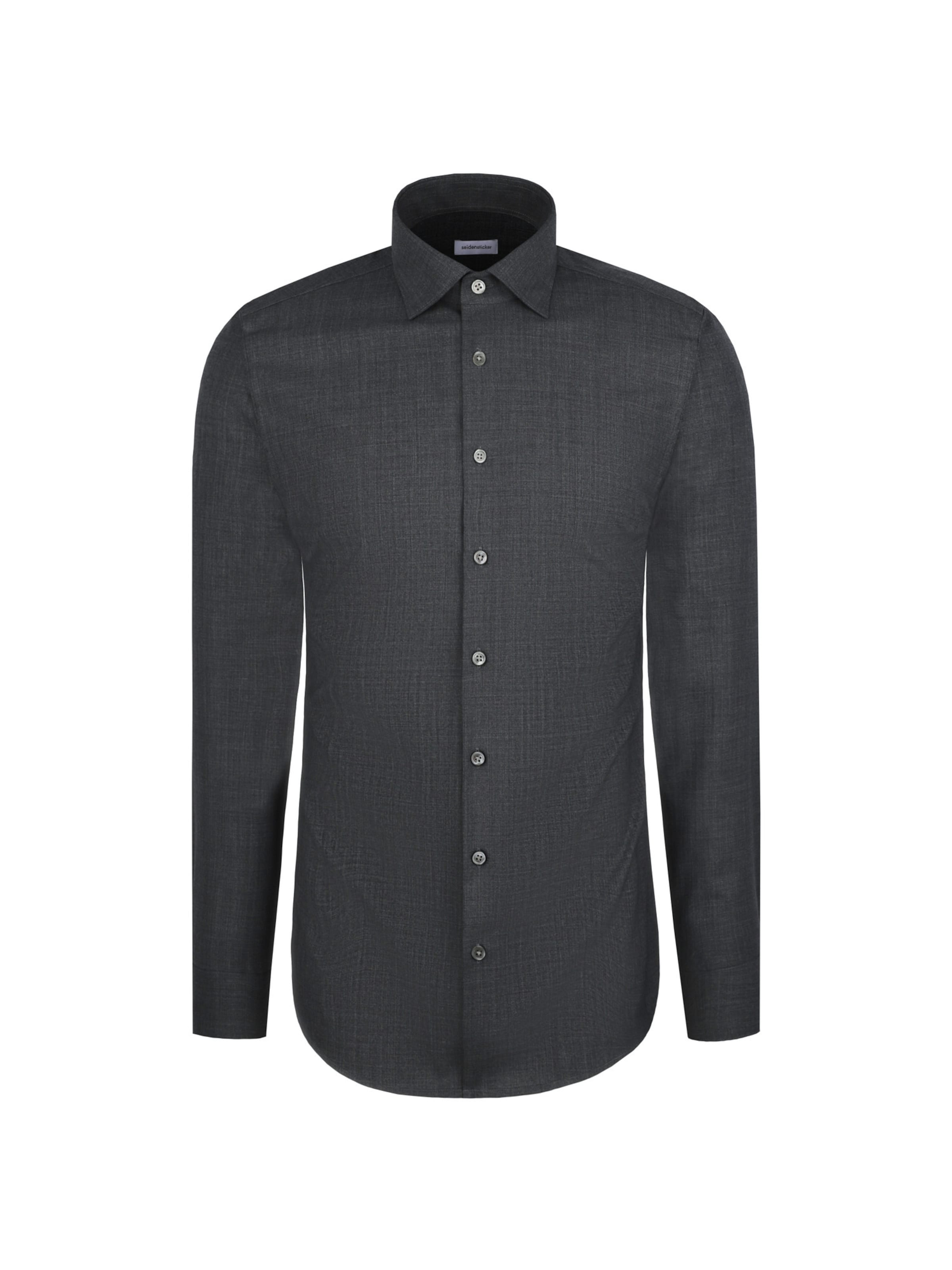 SEIDENSTICKER Slim Fit Business Hemd 'Schwarze Rose' in Grau: Vorderseite