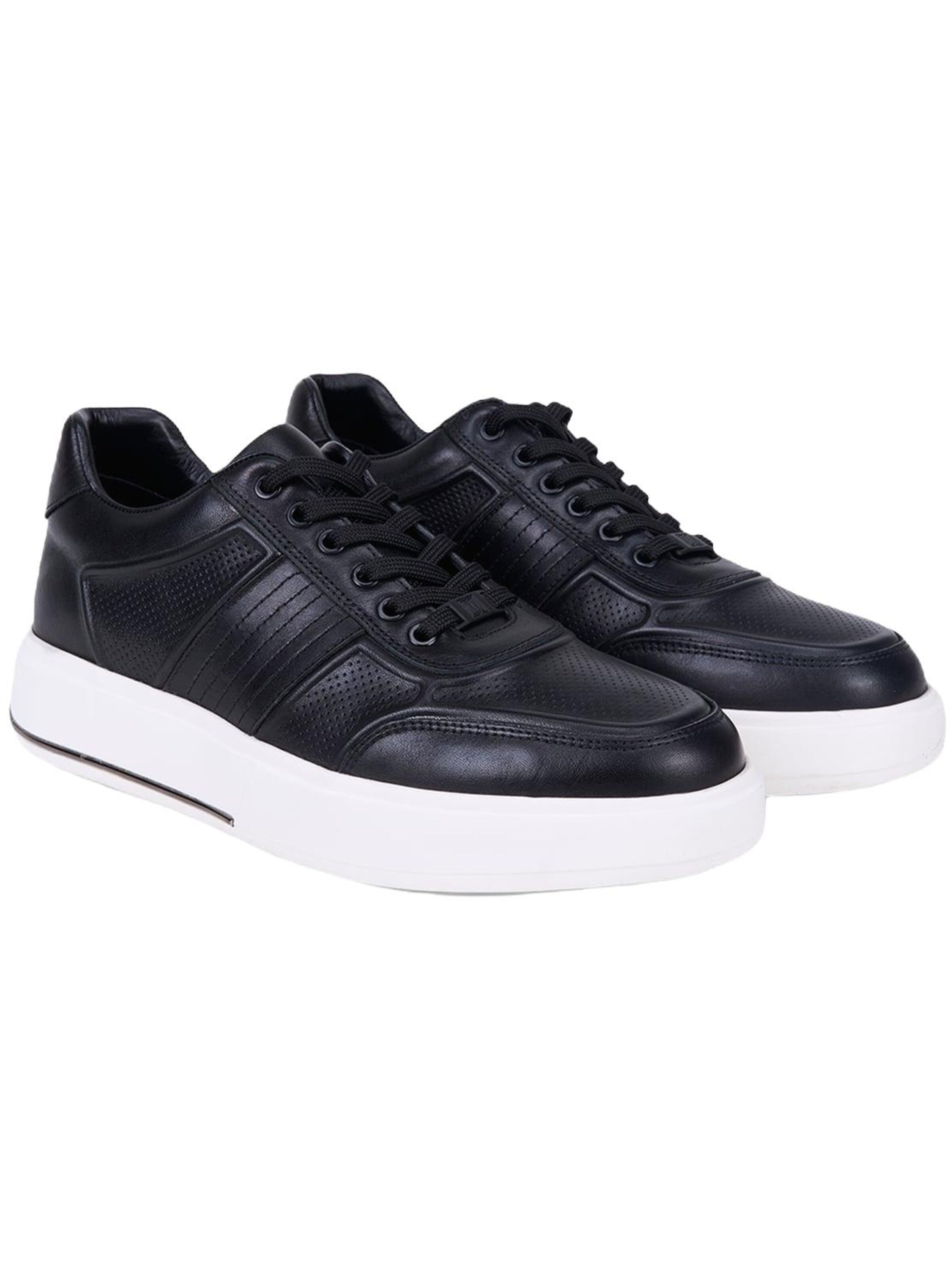 Desa Slip-on 'DESA Herren DesaComfort Leder-Sneaker mit weißer Sohle' in Black: front