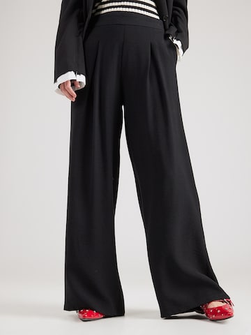 Sublevel Wide leg Bandplooibroek in Zwart: voorkant