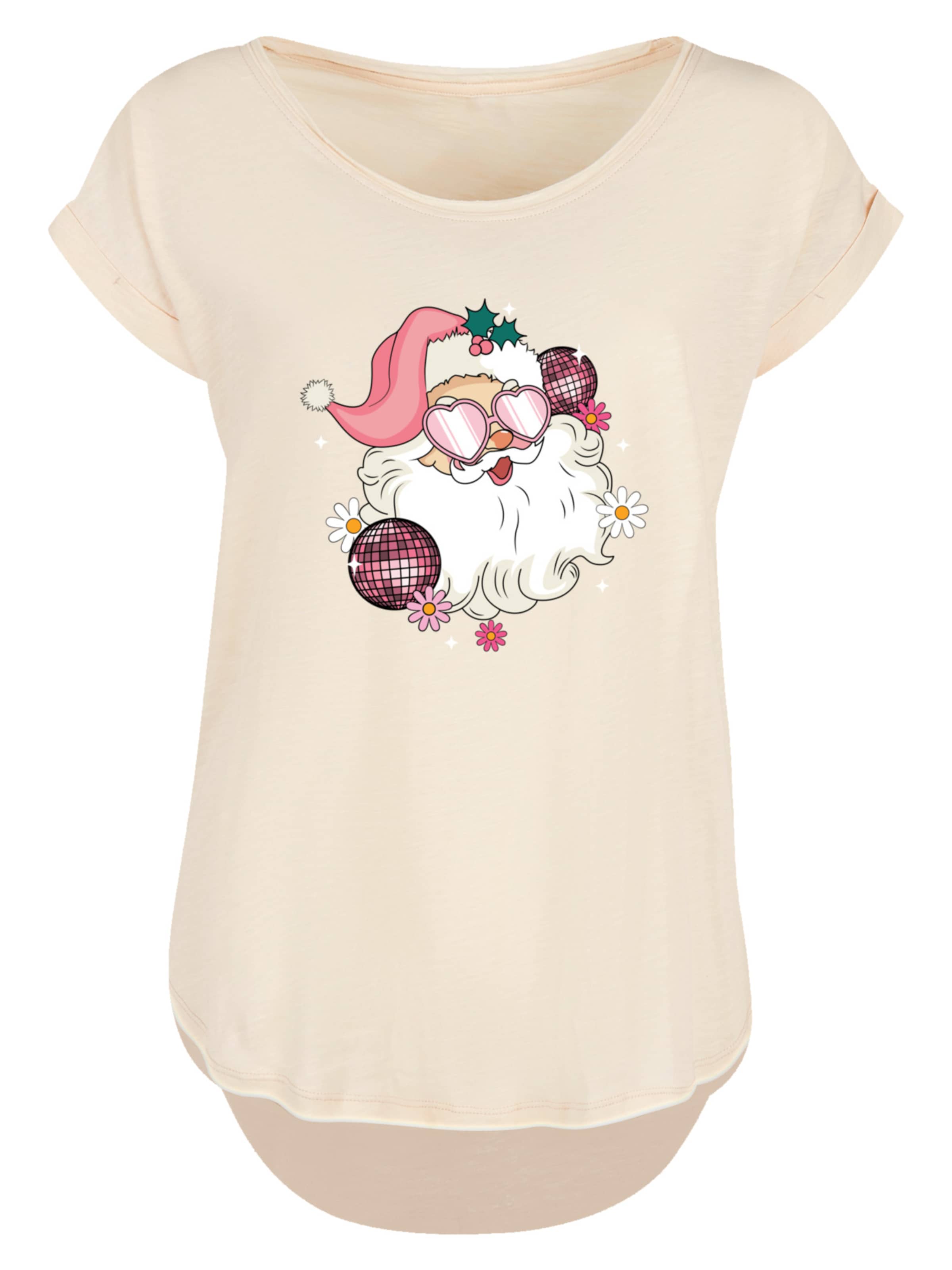 F4NT4STIC Shirt 'Pink Retro Disco Santa' in Roze: voorkant