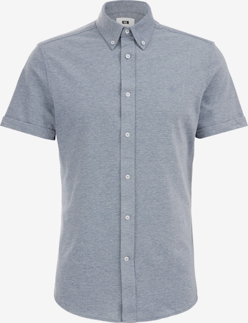 WE Fashion Slim fit Button Up Shirt in Blue: front