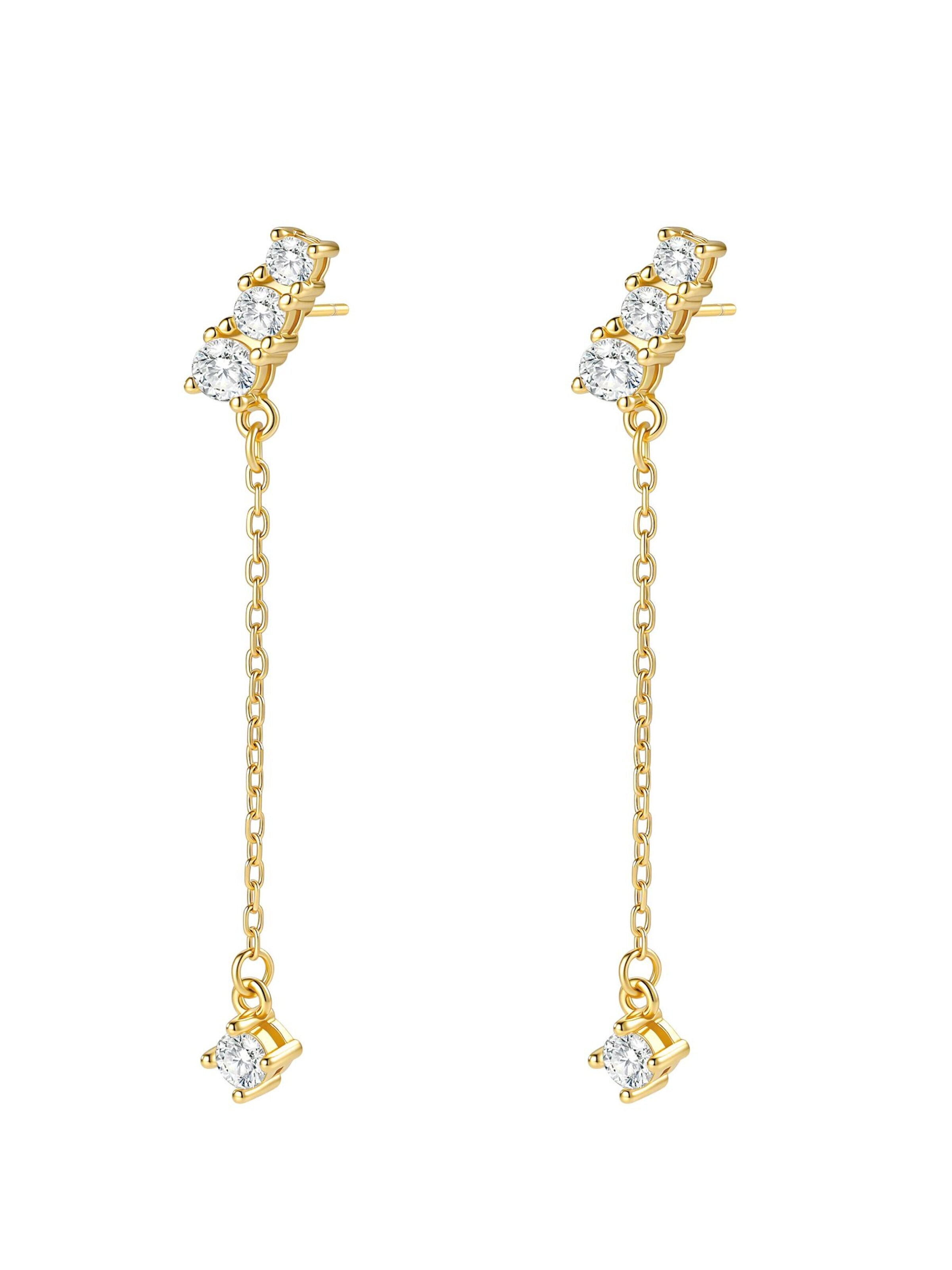 Hey Happiness - Pendientes 'Crystal Bar Dangle' en oro